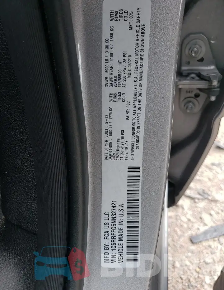 1C6RRFFG5NN327421 Photo# 12