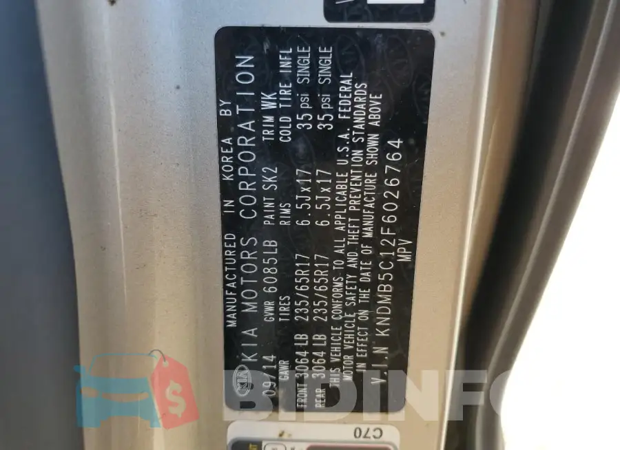 KNDMB5C12F6026764 Photo# 13