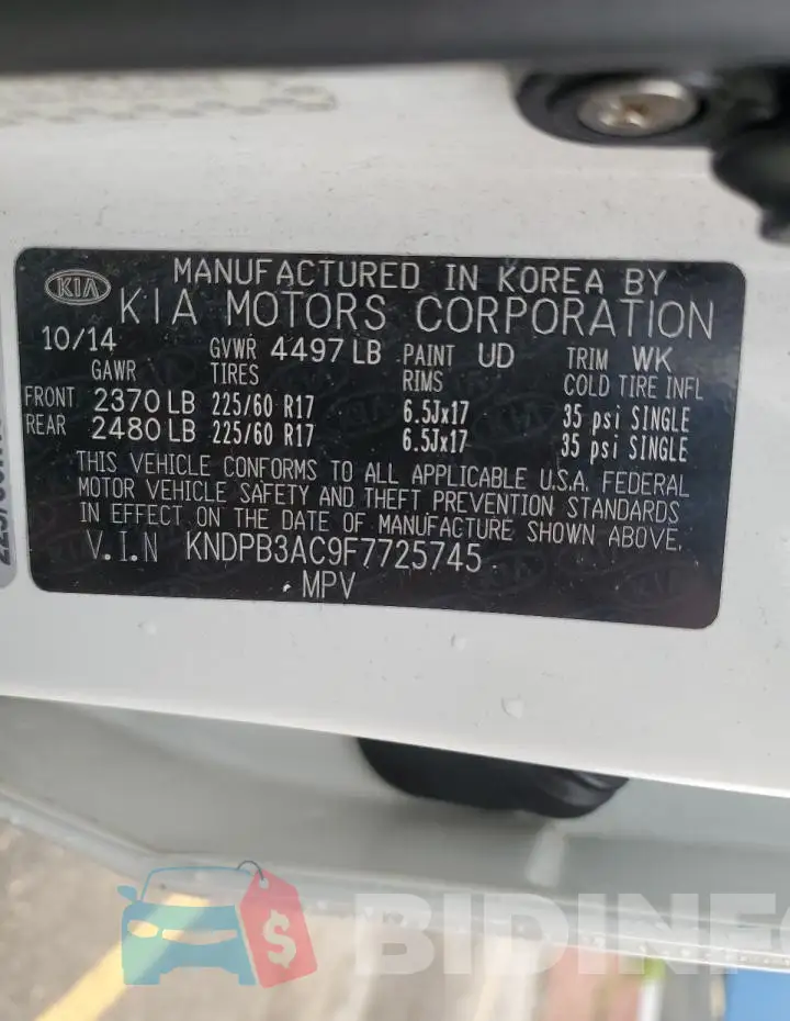 KNDPB3AC9F7725745 Photo# 13