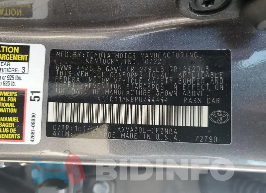 4T1C11AK8PU744444 Photo# 13
