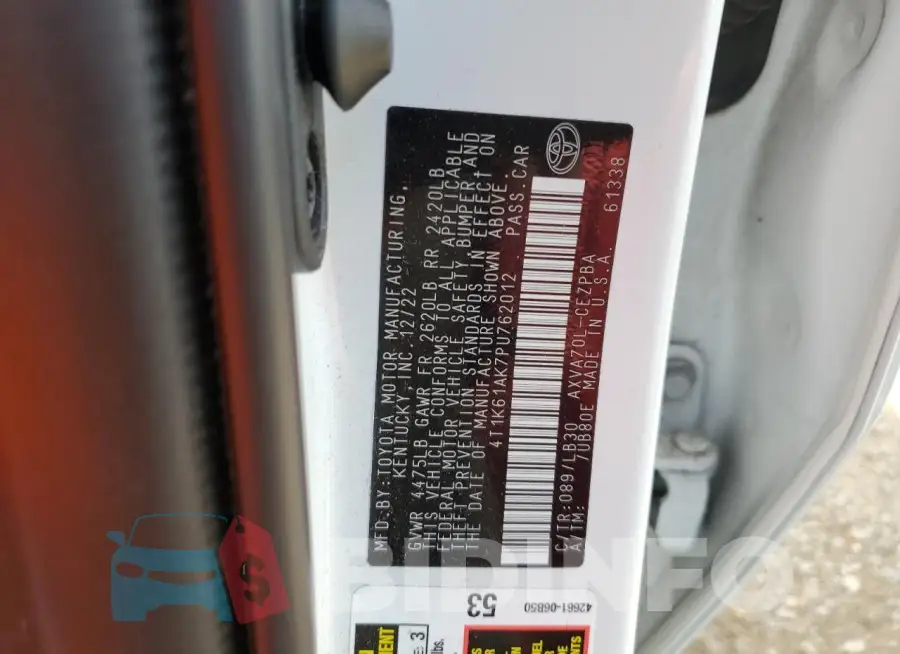 4T1K61AK7PU762012 Photo# 12