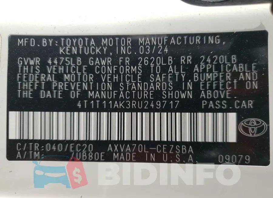 4T1T11AK3RU249717 Photo# 13