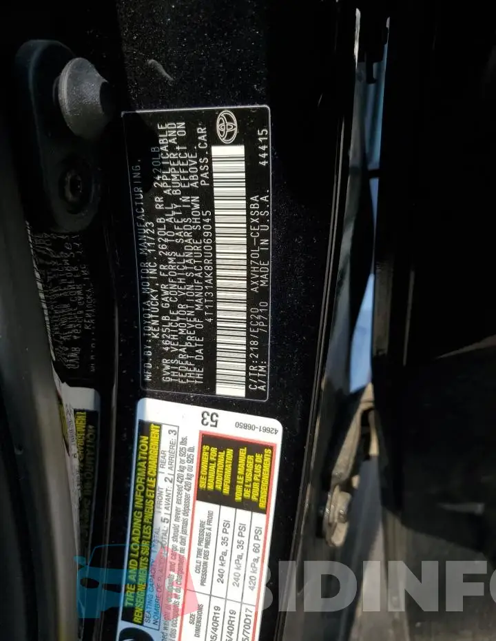 4T1T31AK8RU069045 Photo# 12