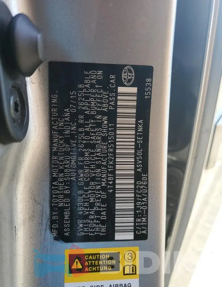 4T4BF1FK2FR515011 Photo# 12