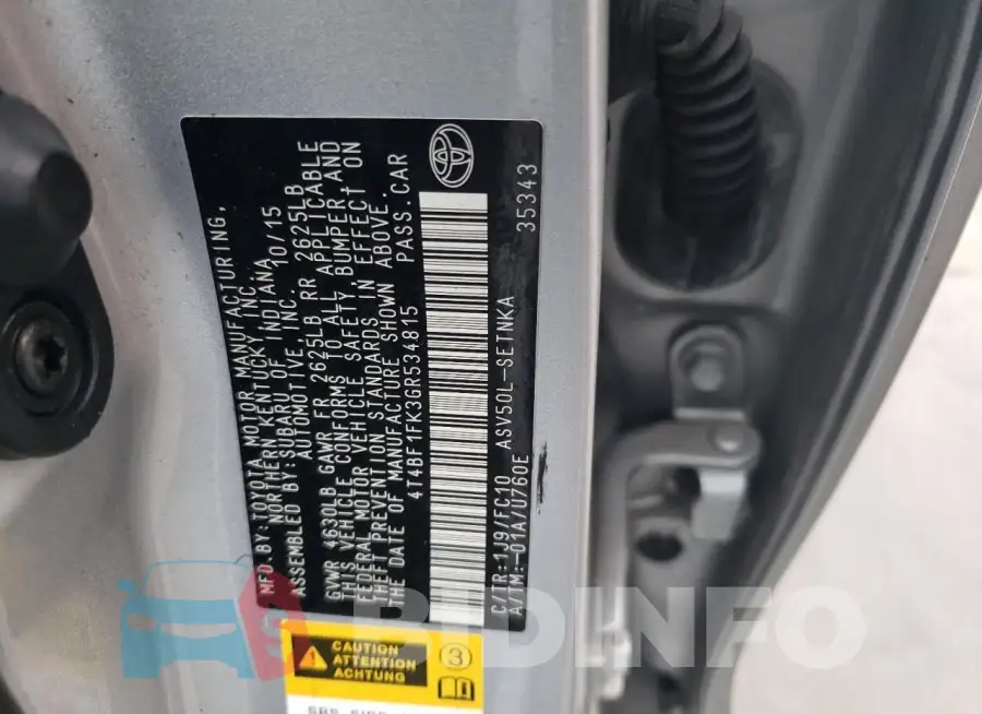 4T4BF1FK3GR534815 Photo# 12