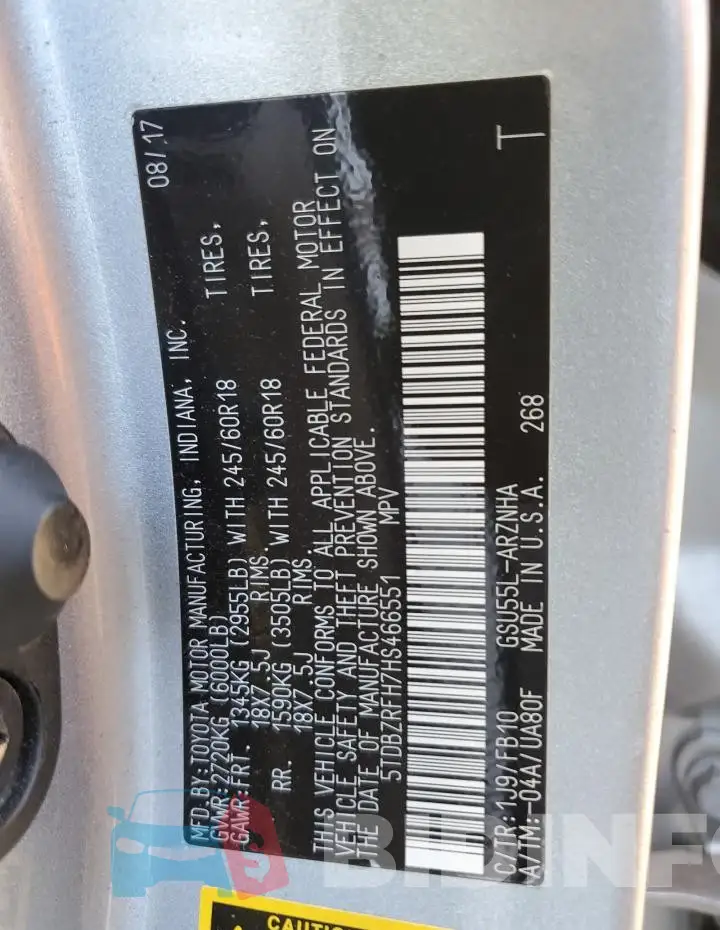 5TDBZRFH7HS466551 Photo# 14