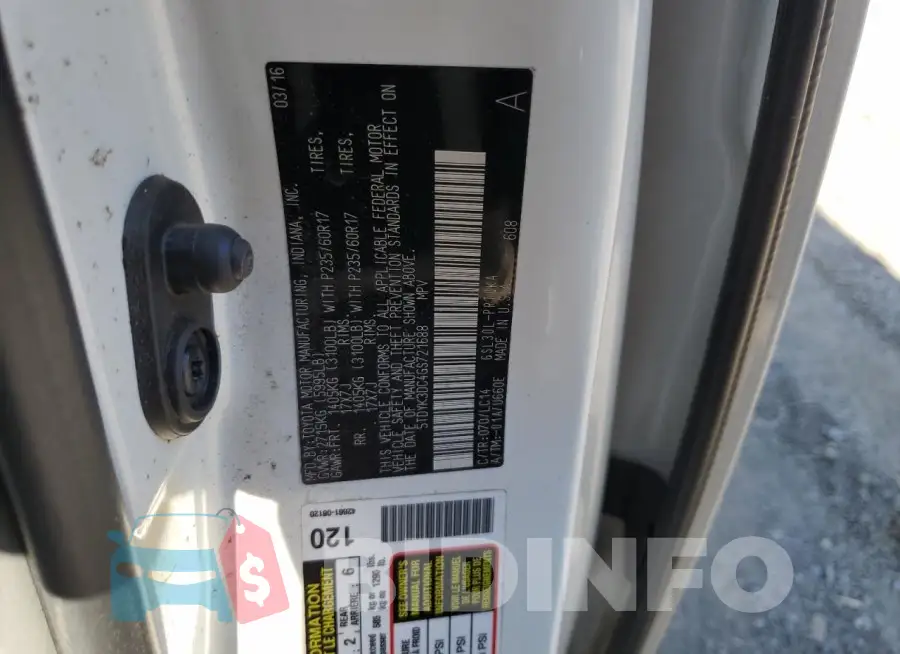 5TDYK3DC4GS721688 Photo# 13
