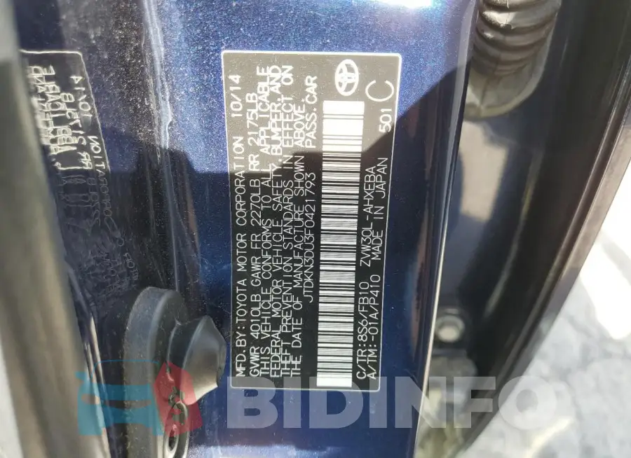 JTDKN3DU3F0421793 Photo# 13