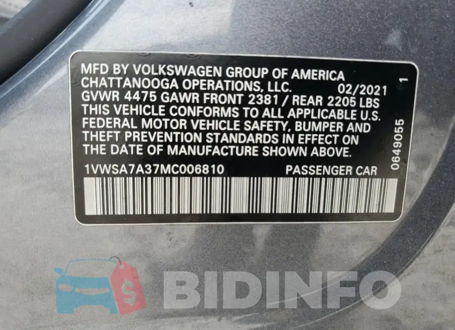 1VWSA7A37MC006810 Photo# 12