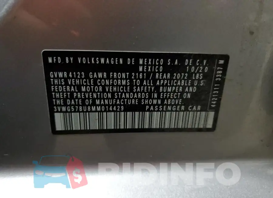 3VWG57BU8MM014429 Photo# 12