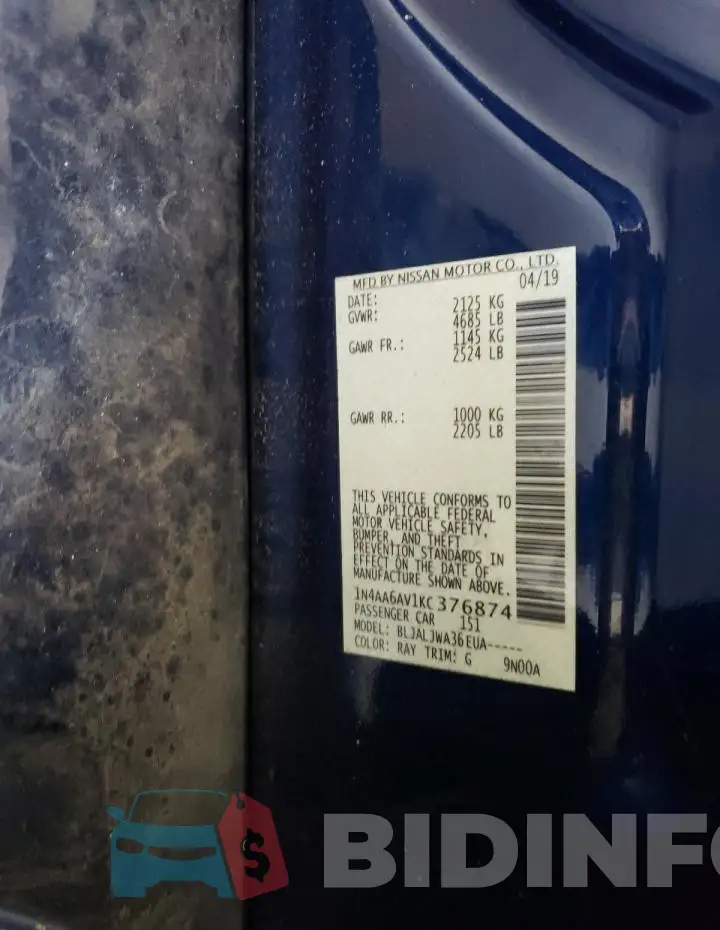 1N4AA6AV1KC376874 Photo# 13