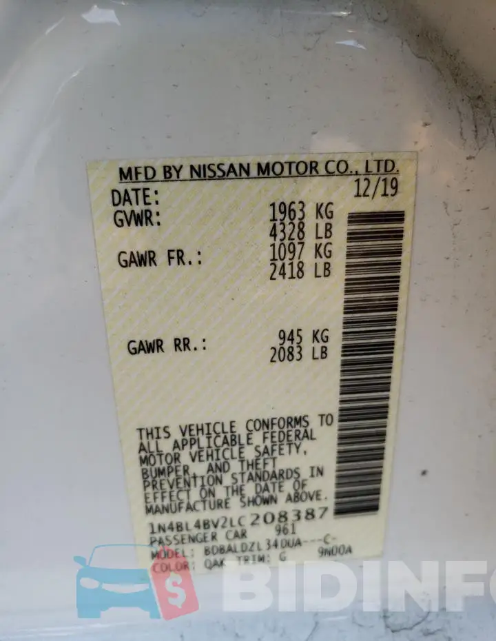 1N4BL4BV2LC208387 Photo# 12