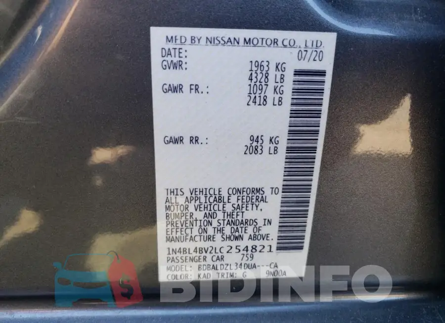 1N4BL4BV2LC254821 Photo# 13