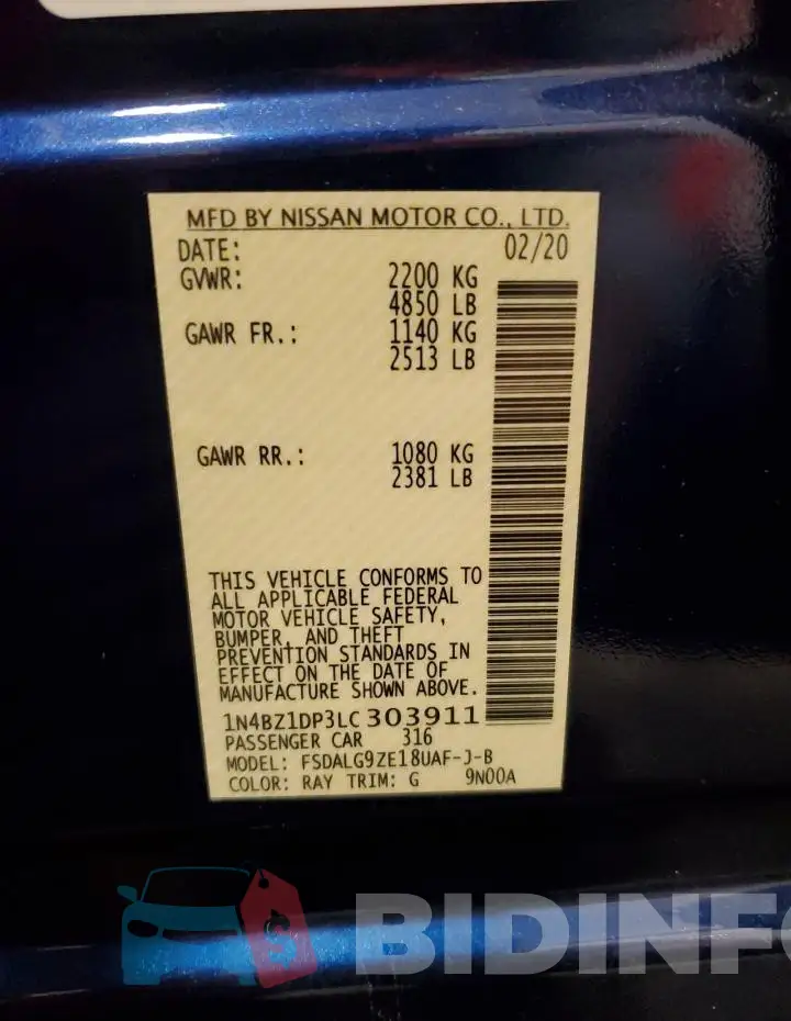 1N4BZ1DP3LC303911 Photo# 13