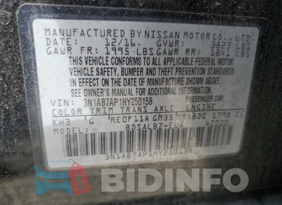 3N1AB7AP1HY250158 Photo# 13