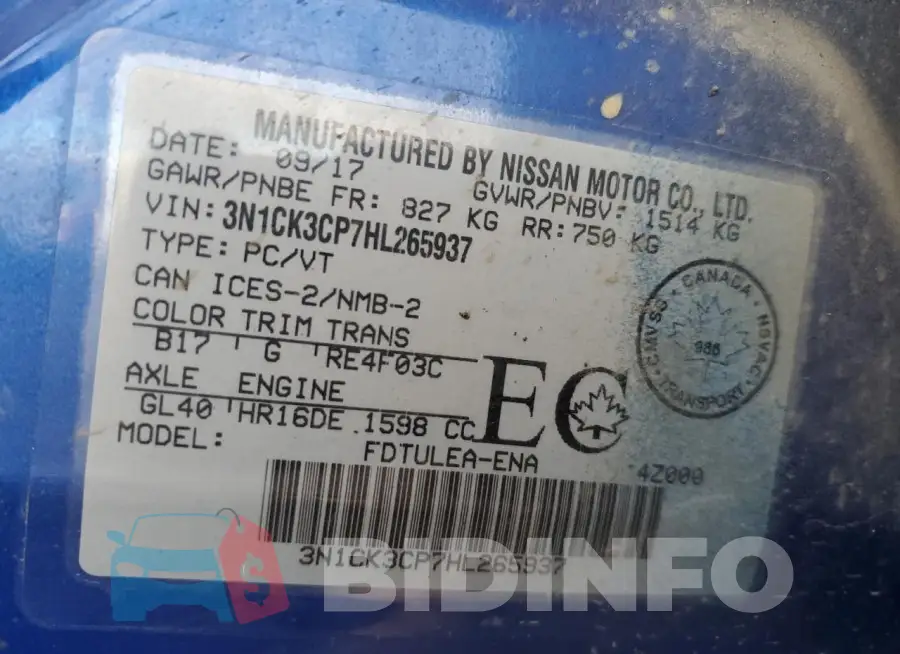 3N1CK3CP7HL265937 Photo# 12