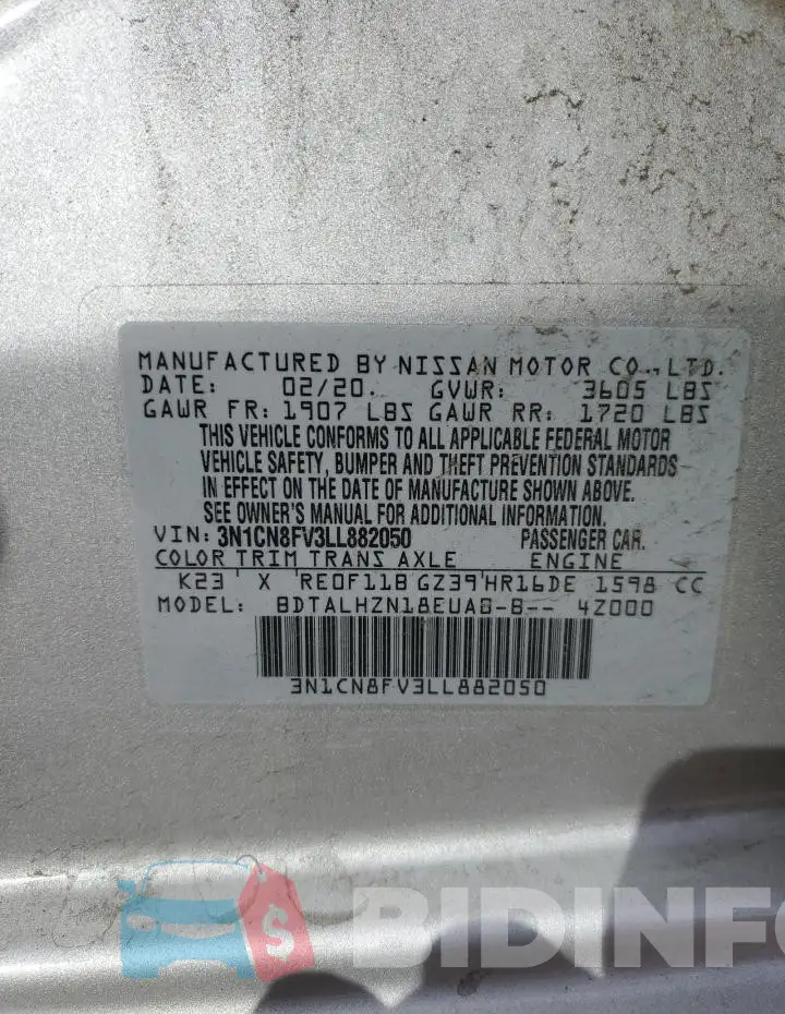 3N1CN8FV3LL882050 Photo# 12