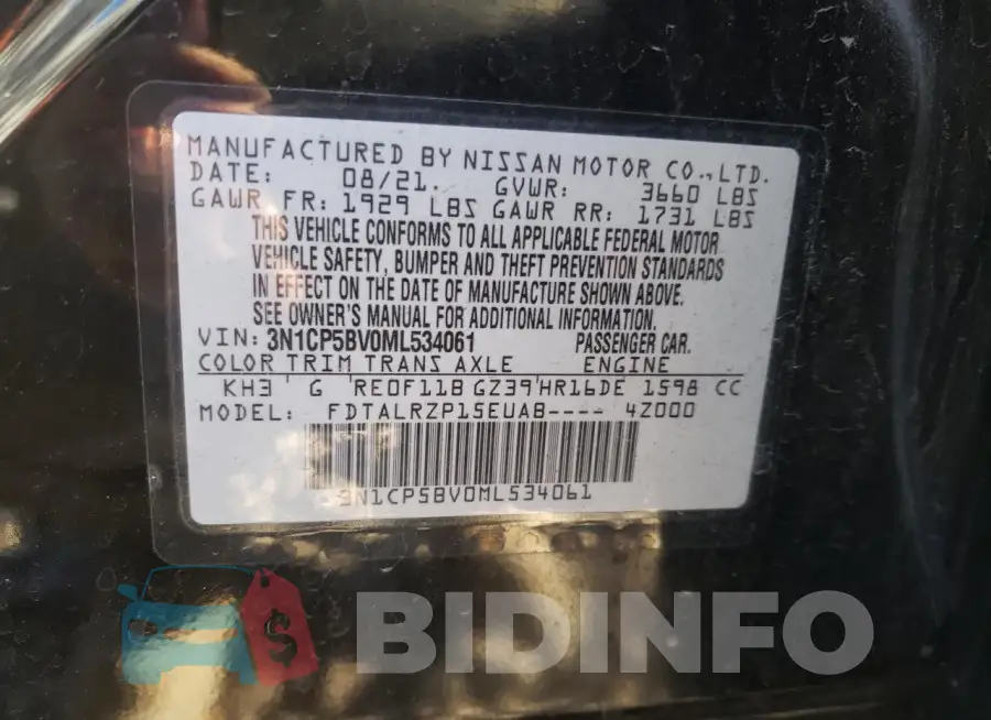 3N1CP5BV0ML534061 Photo# 14