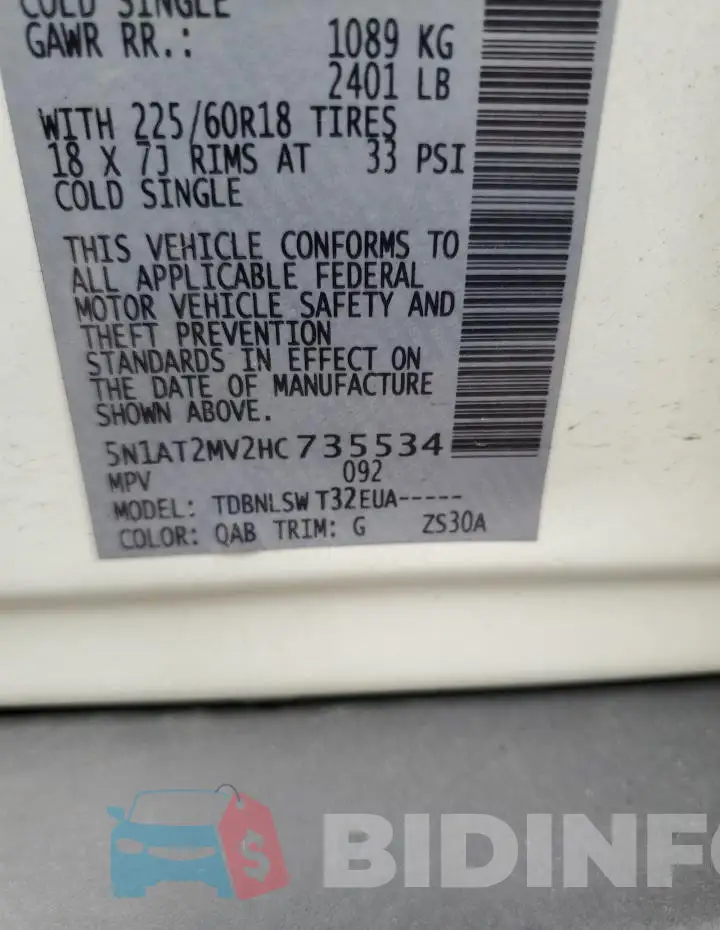 5N1AT2MV2HC735534 Photo# 13