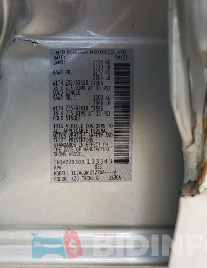 5N1AZ2BJXPC133543 Photo# 13