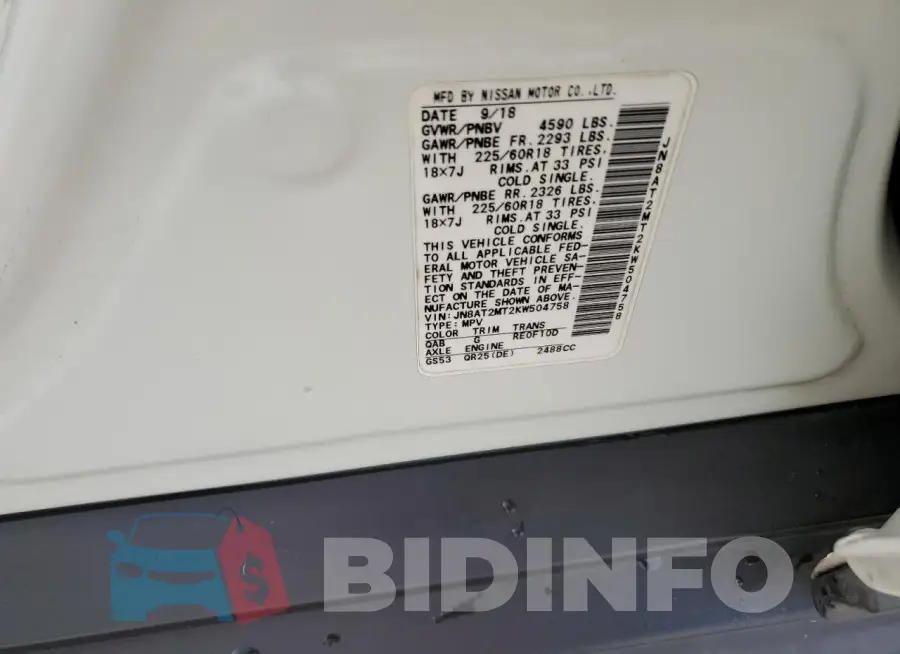 JN8AT2MT2KW504758 Photo# 14