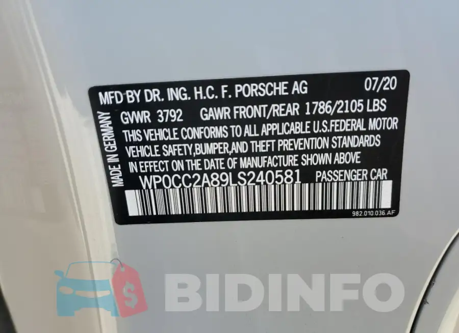 WP0CC2A89LS240581 Photo# 13