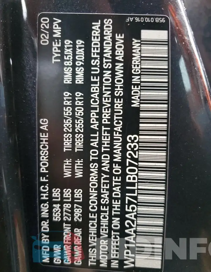 WP1AA2A57LLB07233 Photo# 14