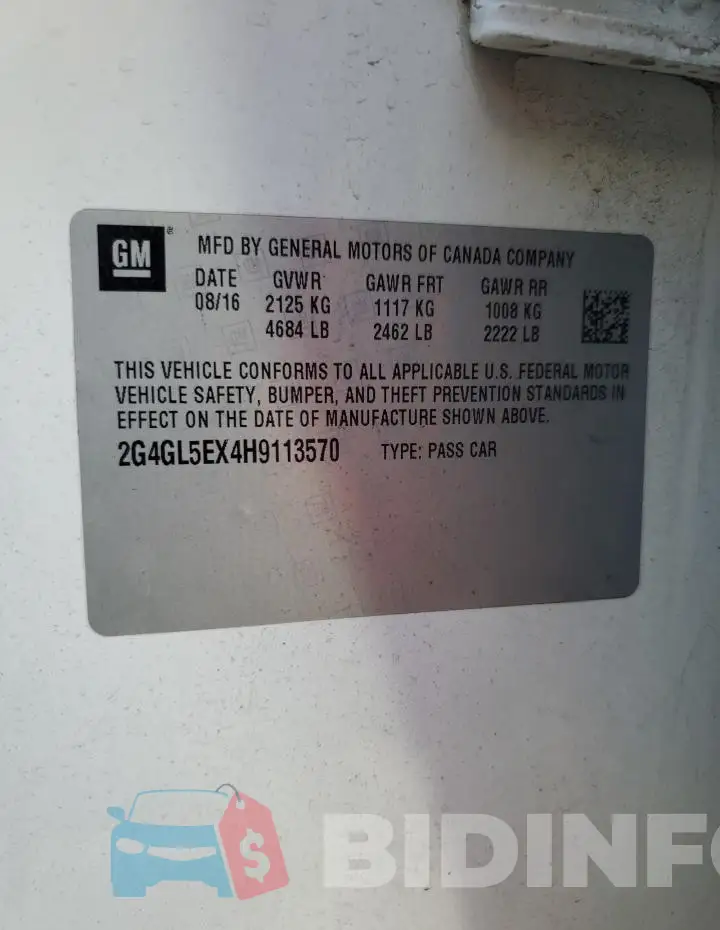 2G4GL5EX4H9113570 Photo# 12