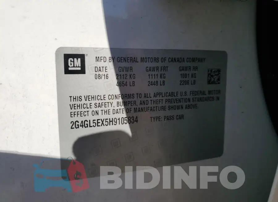 2G4GL5EX5H9105834 Photo# 12
