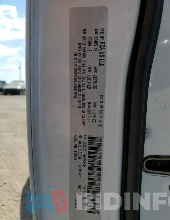 2C3CDXCT7GH233335 Photo# 12