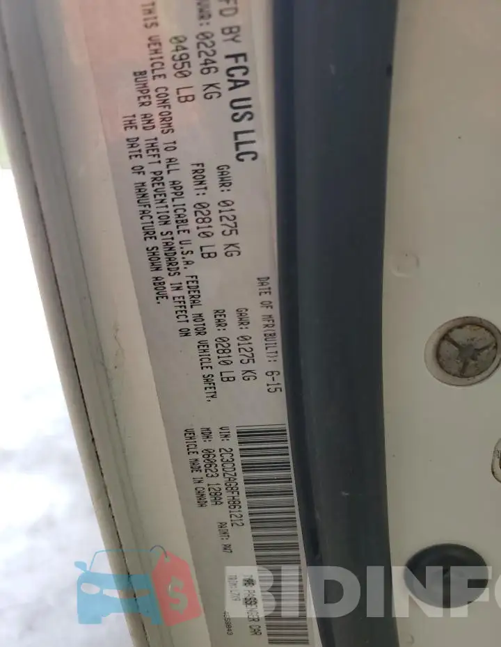 2C3CDZAG8FH861212 Photo# 12