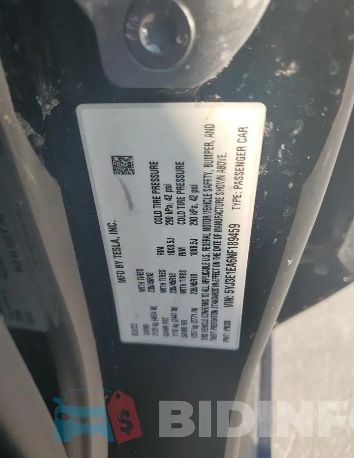 5YJ3E1EA6NF189459 Photo# 12