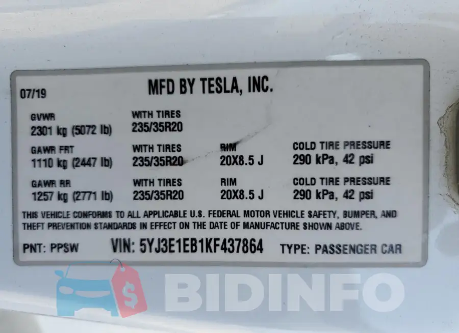 5YJ3E1EB1KF437864 Photo# 13