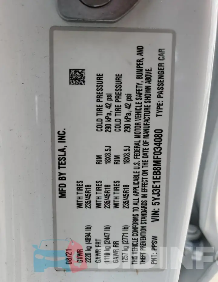 5YJ3E1EB8MF034080 Photo# 13