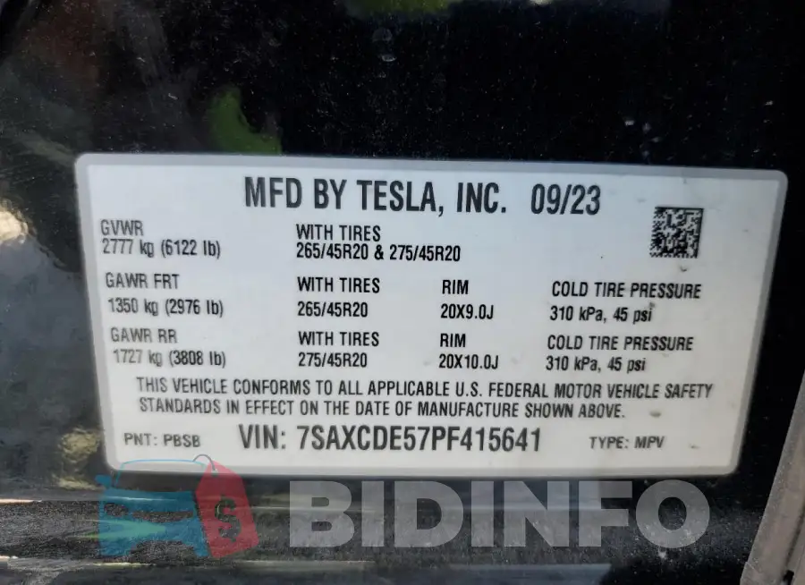 7SAXCDE57PF415641 Photo# 14