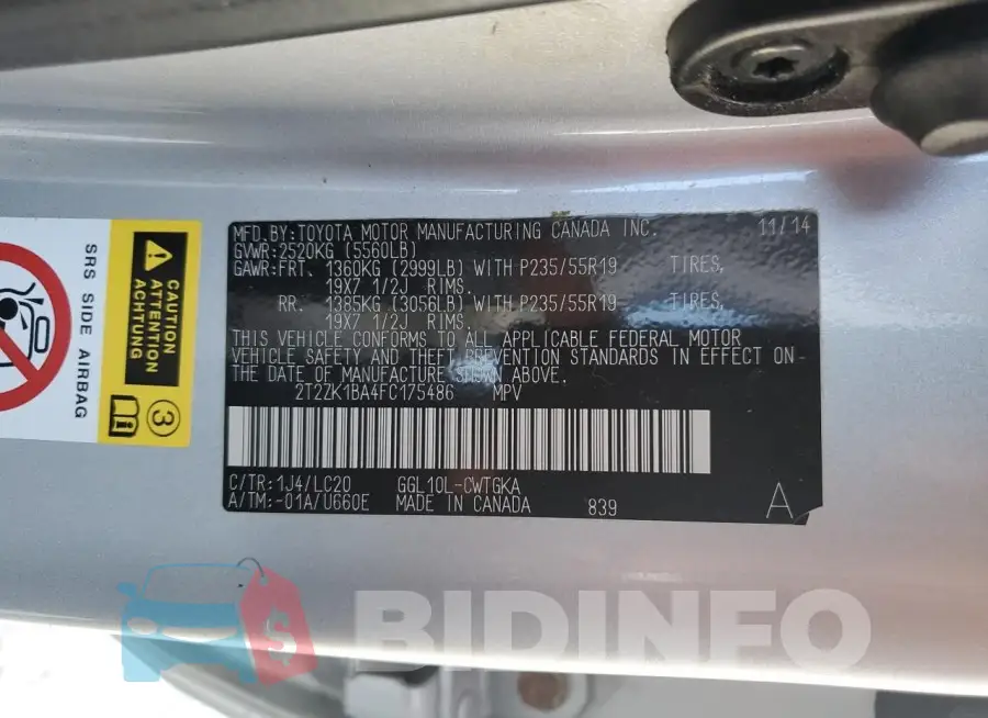 2T2ZK1BA4FC175486 Photo# 13