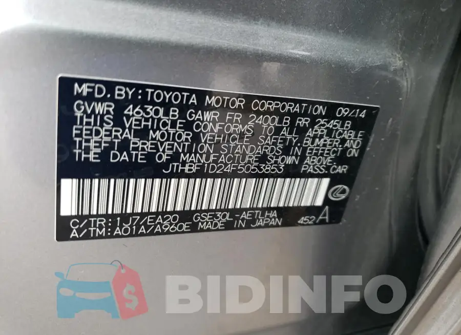 JTHBF1D24F5053853 Photo# 12