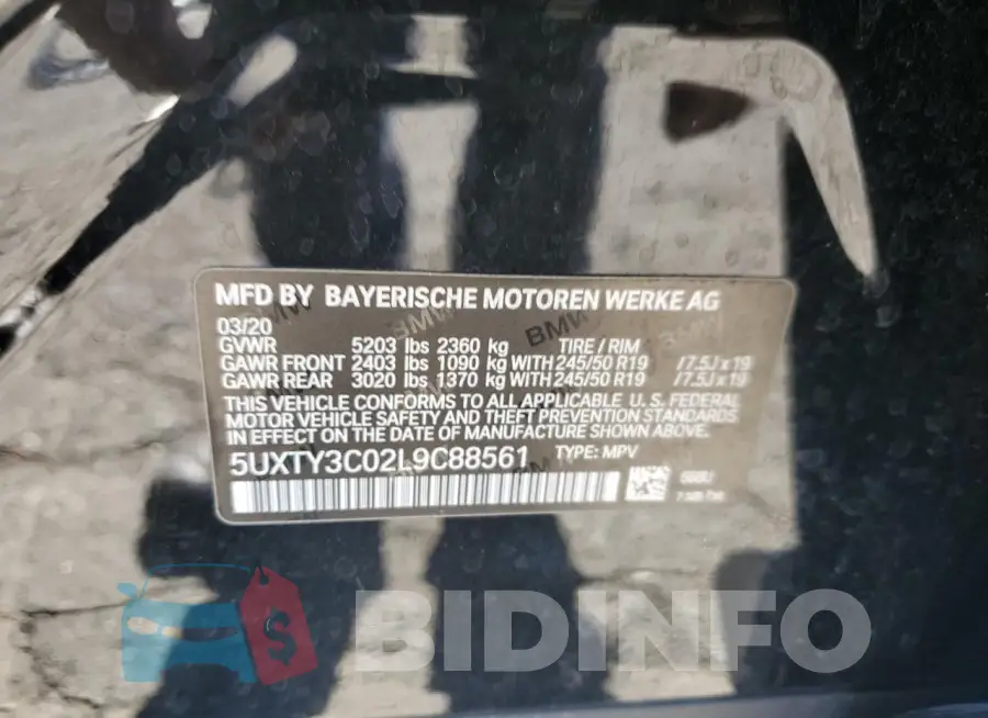 5UXTY3C02L9C88561 Photo# 14