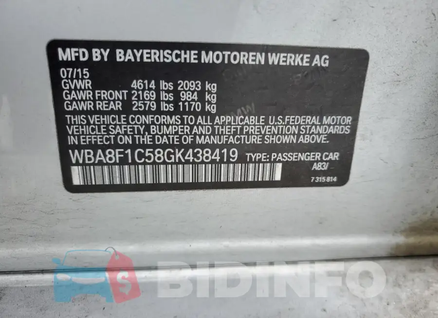 WBA8F1C58GK438419 Photo# 12