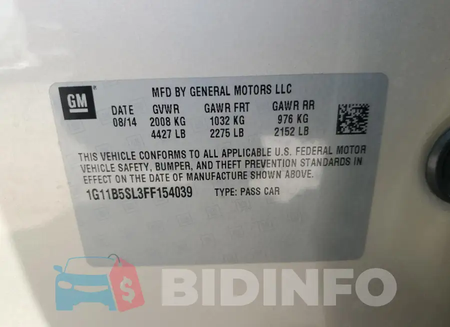 1G11B5SL3FF154039 Photo# 12