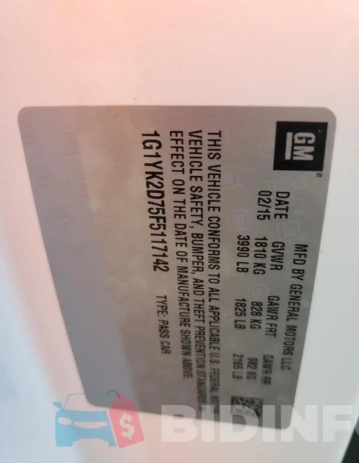 1G1YK2D75F5117142 Photo# 12