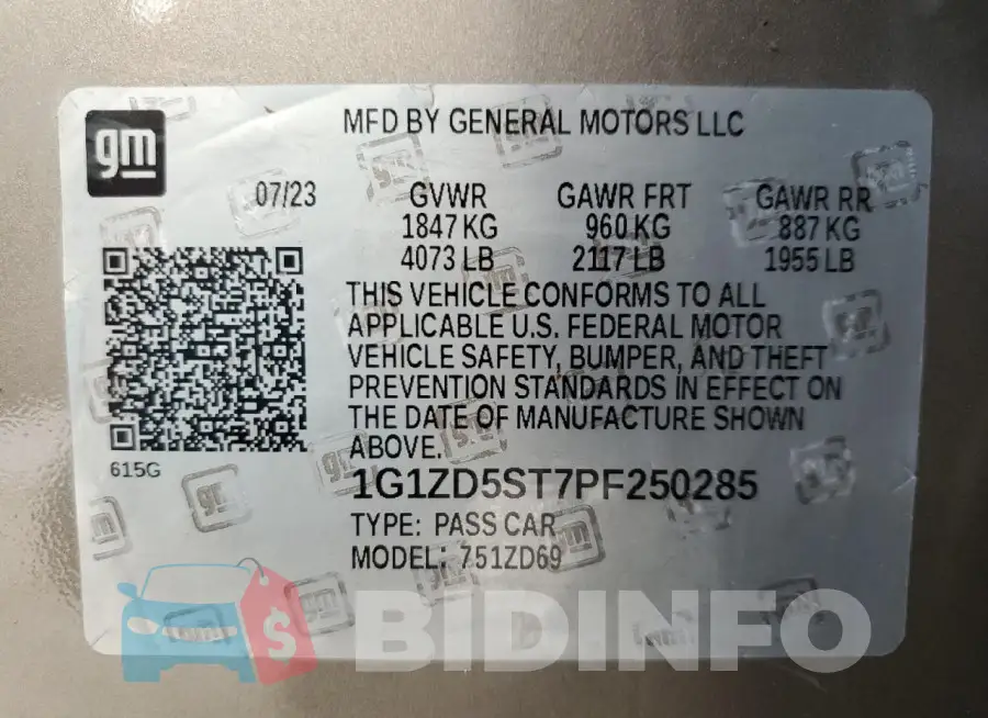 1G1ZD5ST7PF250285 Photo# 12