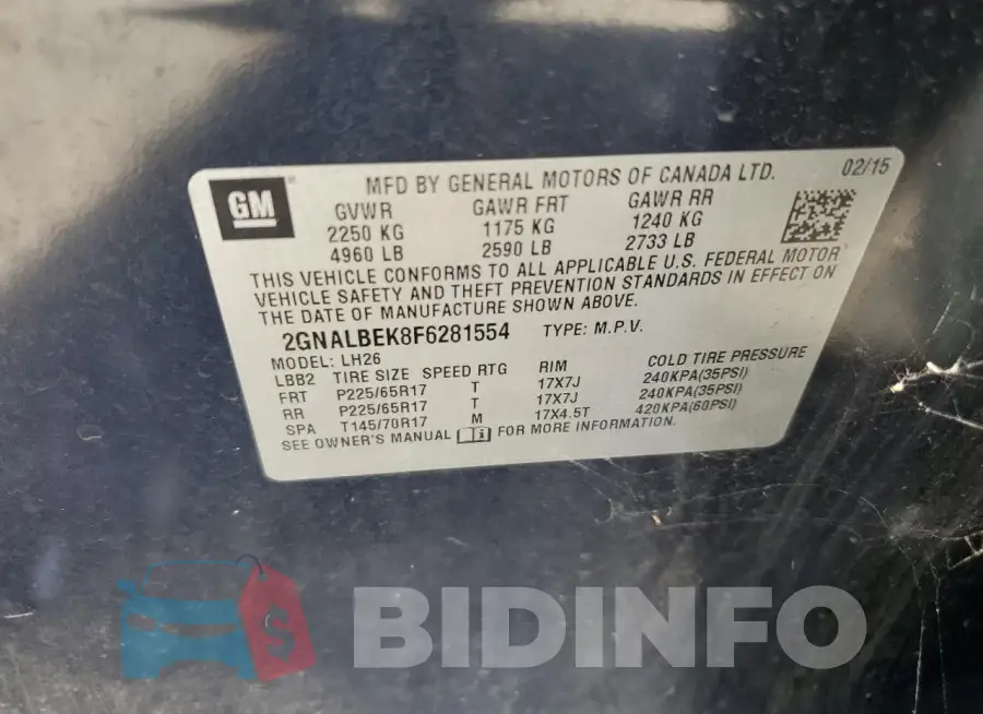 2GNALBEK8F6281554 Photo# 13