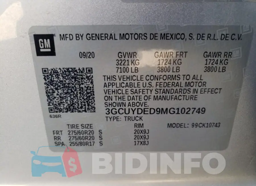 3GCUYDED9MG102749 Photo# 12
