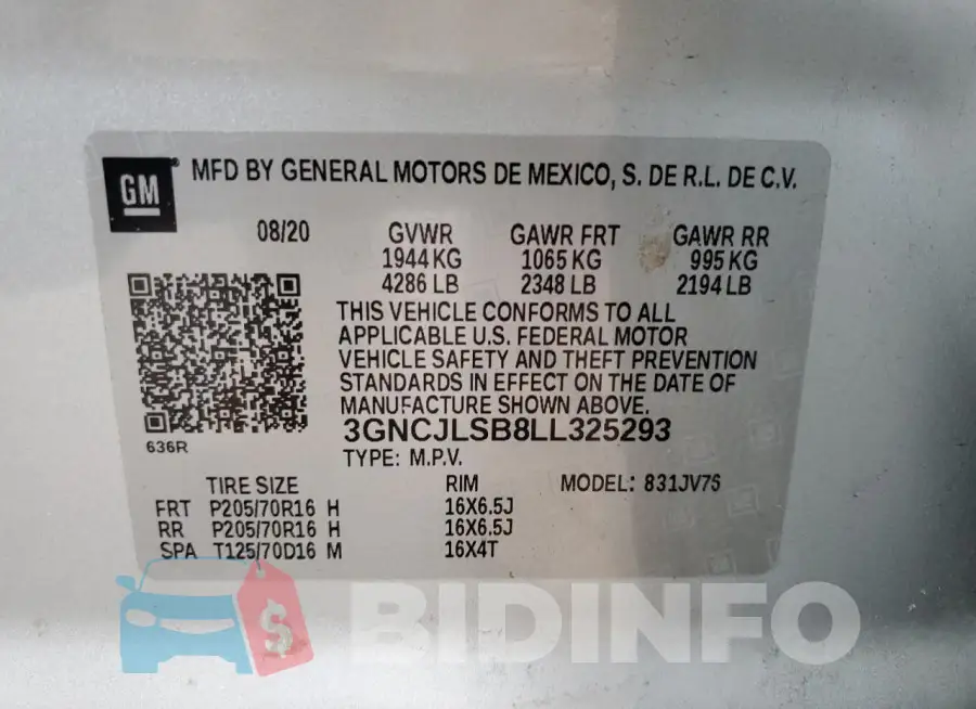 3GNCJLSB8LL325293 Photo# 13
