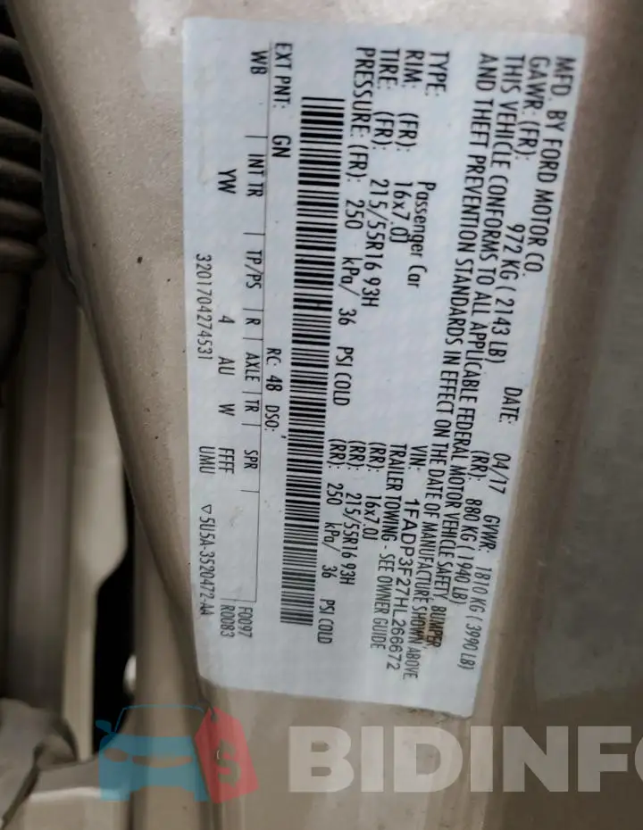 1FADP3F27HL266672 Photo# 12