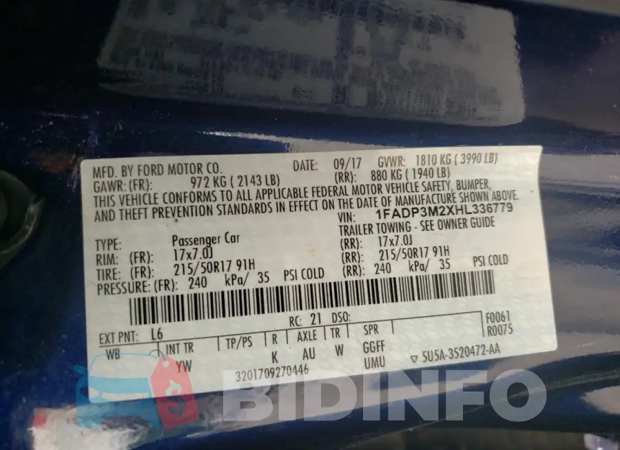 1FADP3M2XHL336779 Photo# 13