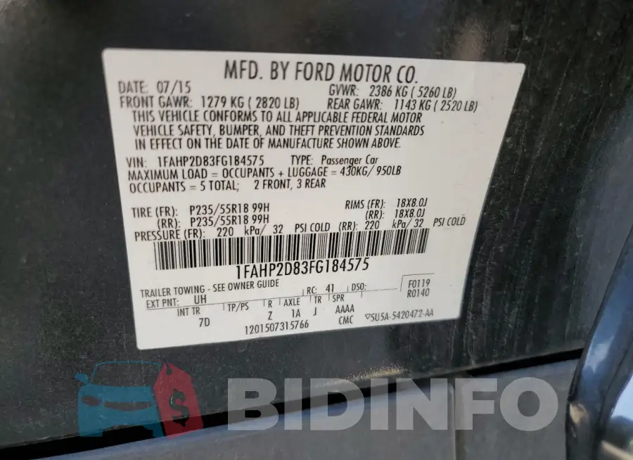 1FAHP2D83FG184575 Photo# 12