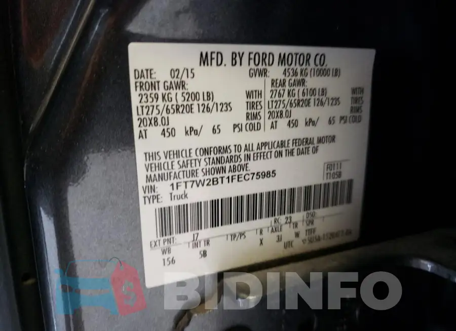 1FT7W2BT1FEC75985 Photo# 12