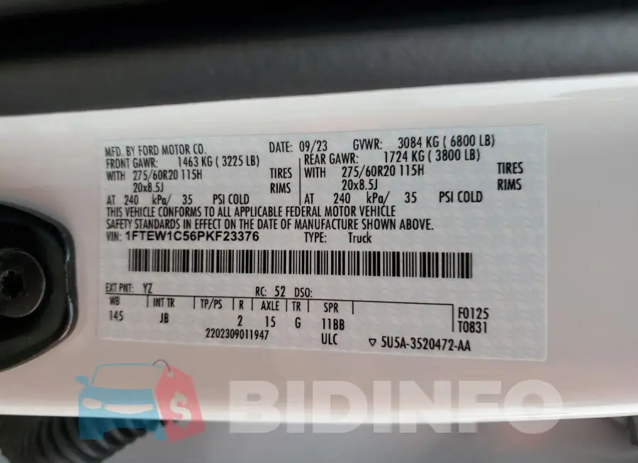 1FTEW1C56PKF23376 Photo# 13